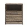 Eli Nighstand | 1 Drawer with Gunmetal Pull | Open Cubby | Rustic Brown