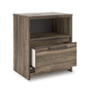 Eli Nighstand | 1 Drawer with Gunmetal Pull | Open Cubby | Rustic Brown