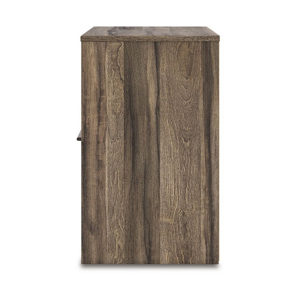 Eli Nighstand | 1 Drawer with Gunmetal Pull | Open Cubby | Rustic Brown