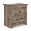 Cota Nightstand | 2 Drawers with Bronze Handles | USB Port | Dark Brown