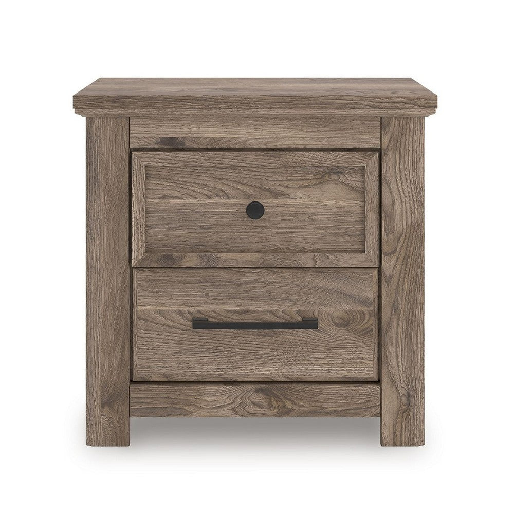 Cota Nightstand | 2 Drawers with Bronze Handles | USB Port | Dark Brown