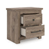 Cota Nightstand | 2 Drawers with Bronze Handles | USB Port | Dark Brown