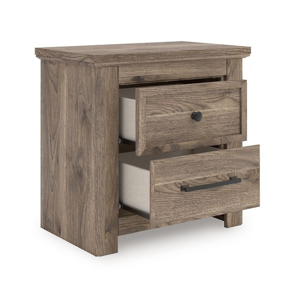 Cota Nightstand | 2 Drawers with Bronze Handles | USB Port | Dark Brown