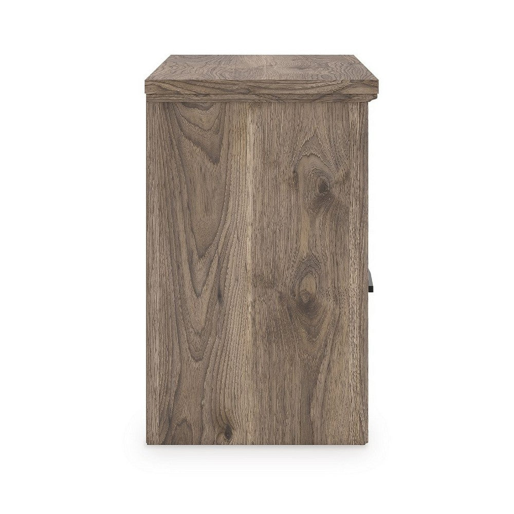 Cota Nightstand | 2 Drawers with Bronze Handles | USB Port | Dark Brown