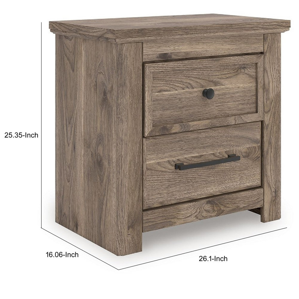 Cota Nightstand | 2 Drawers with Bronze Handles | USB Port | Dark Brown