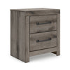 Gesa Nightstand | 2 Drawers with Bar Handles | USB Port | Weathered Gray