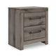 Gesa Nightstand | 2 Drawers with Bar Handles | USB Port | Weathered Gray