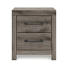Gesa Nightstand | 2 Drawers with Bar Handles | USB Port | Weathered Gray
