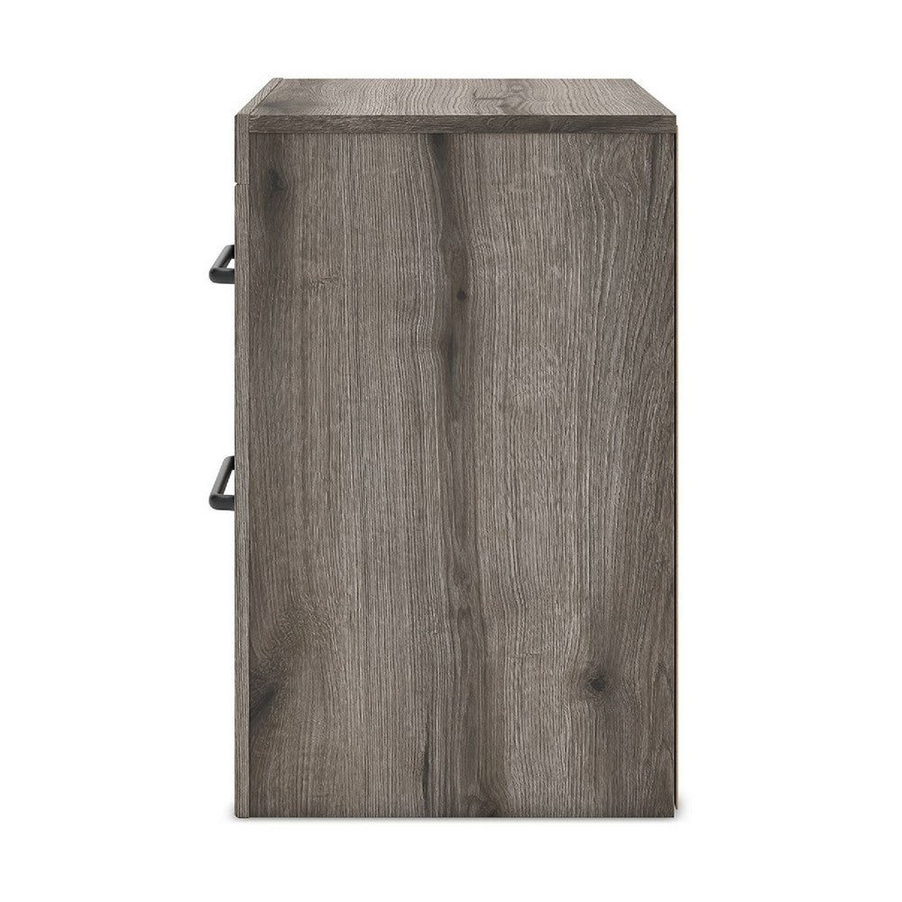 Gesa Nightstand | 2 Drawers with Bar Handles | USB Port | Weathered Gray