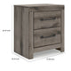 Gesa Nightstand | 2 Drawers with Bar Handles | USB Port | Weathered Gray