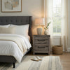 Gesa Nightstand | 2 Drawers with Bar Handles | USB Port | Weathered Gray
