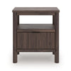 Pemy Nightstand | 1 Reeded Drawer | Open Shelf | USB Ports | Brown