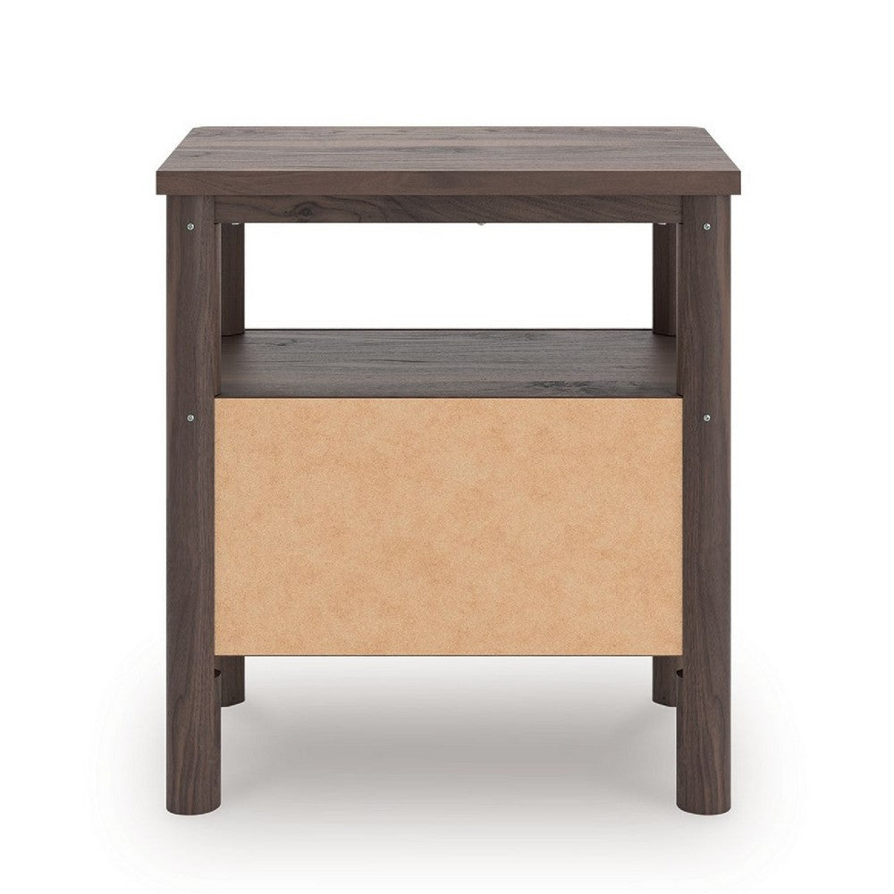 Pemy Nightstand | 1 Reeded Drawer | Open Shelf | USB Ports | Brown