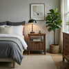 Pemy Nightstand | 1 Reeded Drawer | Open Shelf | USB Ports | Brown