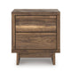 Lina Nightstand | 2 Drawers with Finger Tab Pulls | USB Ports | Brown
