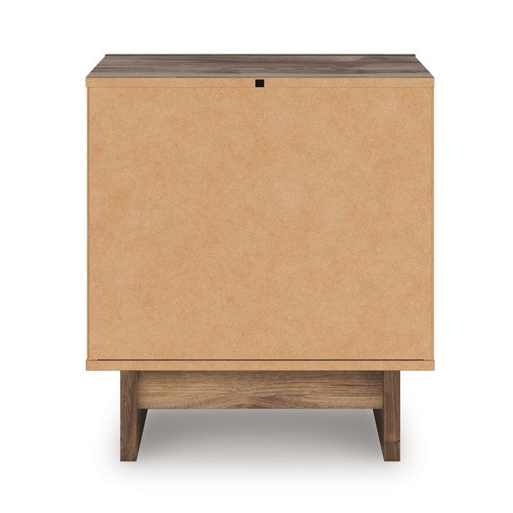 Lina Nightstand | 2 Drawers with Finger Tab Pulls | USB Ports | Brown