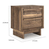 Lina Nightstand | 2 Drawers with Finger Tab Pulls | USB Ports | Brown