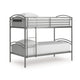 Fesa Twin over Twin Bunk Bed with Ladder | Gray Tubular Steel Frame