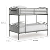 Fesa Twin over Twin Bunk Bed with Ladder | Gray Tubular Steel Frame