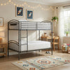 Fesa Twin over Twin Bunk Bed with Ladder | Gray Tubular Steel Frame