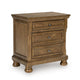 Fedz Oversized Nighstand with 3 Drawers | Bun Feet | Chestnut Brown Wood