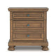 Fedz Oversized Nighstand with 3 Drawers | Bun Feet | Chestnut Brown Wood