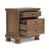 Fedz Oversized Nighstand with 3 Drawers | Bun Feet | Chestnut Brown Wood