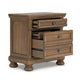 Fedz Oversized Nighstand with 3 Drawers | Bun Feet | Chestnut Brown Wood