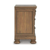 Fedz Oversized Nighstand with 3 Drawers | Bun Feet | Chestnut Brown Wood