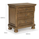Fedz Oversized Nighstand with 3 Drawers | Bun Feet | Chestnut Brown Wood