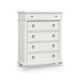 Rowy Tall Dresser Chest | 5 Drawers with Pewter Knobs | Antique White