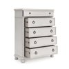 Rowy Tall Dresser Chest | 5 Drawers with Pewter Knobs | Antique White