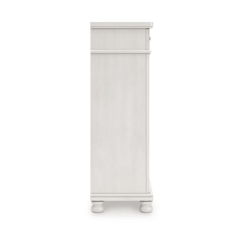 Rowy Tall Dresser Chest | 5 Drawers with Pewter Knobs | Antique White