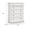Rowy Tall Dresser Chest | 5 Drawers with Pewter Knobs | Antique White