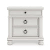 Rowy Bedside Nightstand | 3 Drawers with Pewter Knobs | Antique White