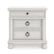 Rowy Bedside Nightstand | 3 Drawers with Pewter Knobs | Antique White