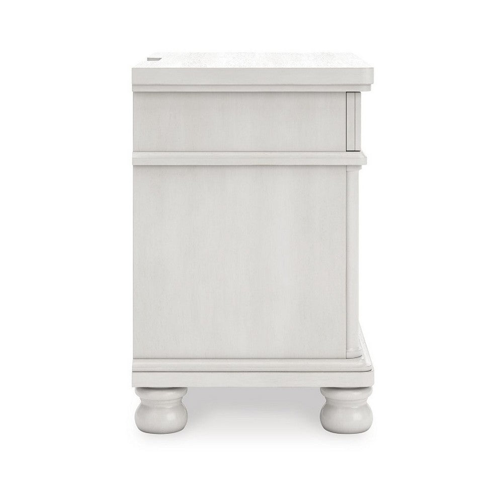 Rowy Bedside Nightstand | 3 Drawers with Pewter Knobs | Antique White