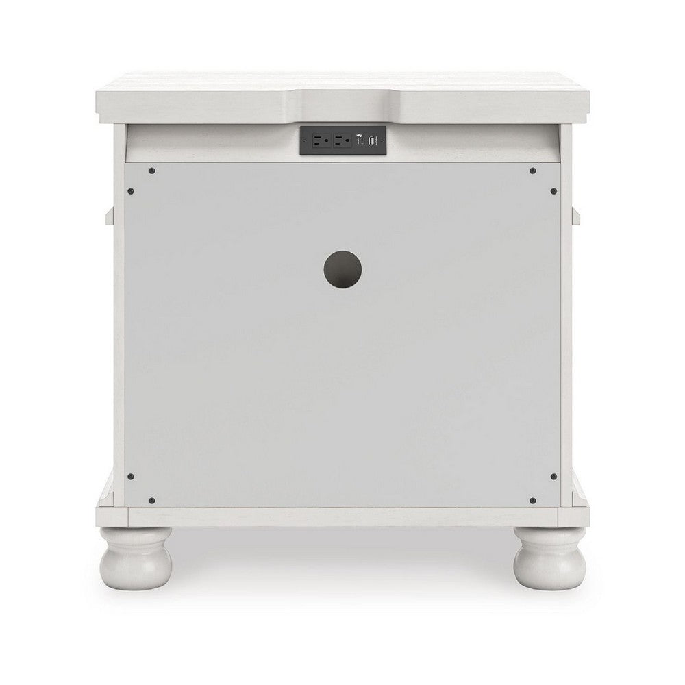 Rowy Bedside Nightstand | 3 Drawers with Pewter Knobs | Antique White