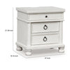 Rowy Bedside Nightstand | 3 Drawers with Pewter Knobs | Antique White