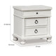 Rowy Bedside Nightstand | 3 Drawers with Pewter Knobs | Antique White