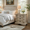 Bryl Oversize Nighstand | 3 Drawers with Bronze Knobs | Antique White
