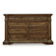 Lesa Wide Dresser | 9 Drawers with Antique Brass Oval Knobs | Brown