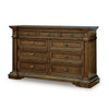 Lesa Wide Dresser | 9 Drawers with Antique Brass Oval Knobs | Brown