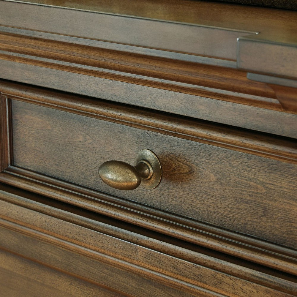 Lesa Wide Dresser | 9 Drawers with Antique Brass Oval Knobs | Brown