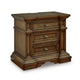 Lesa Nightstand | 3 Drawers with Antique Brass Oval Knobs | Brown