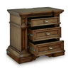 Lesa Nightstand | 3 Drawers with Antique Brass Oval Knobs | Brown