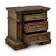 Lesa Nightstand | 3 Drawers with Antique Brass Oval Knobs | Brown