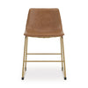 Cia Dining Side Chair Set of 2 | Brown Faux Leather| Metal Frame Gold