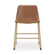 Cia Dining Side Chair Set of 2 | Brown Faux Leather| Metal Frame Gold