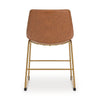 Cia Dining Side Chair Set of 2 | Brown Faux Leather| Metal Frame Gold